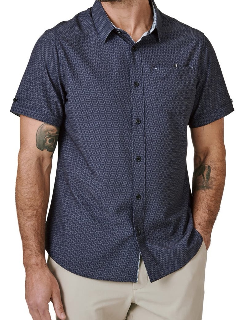 7 Diamonds Black Casual Button Down Shirt Modern Fit